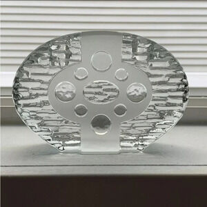 MCM Pukeberg Walther Art Glass 2 Light Candle Holder Sweden Transparent Iceberg